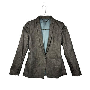 Elie Tahari Womens Blazer Single Button Metallic Grey Size 6